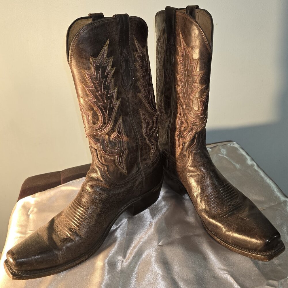 Lucchese Men's Chocolate Madras Goat Boot Men's 10.5 - Picture 2 of 10